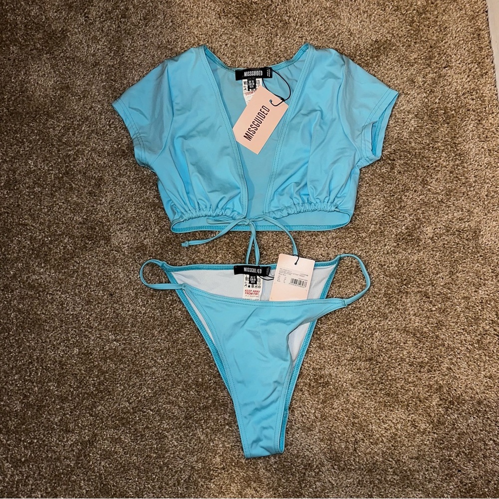 NWT Blue missguided swimsuit | top US 6 | bottoms US 8